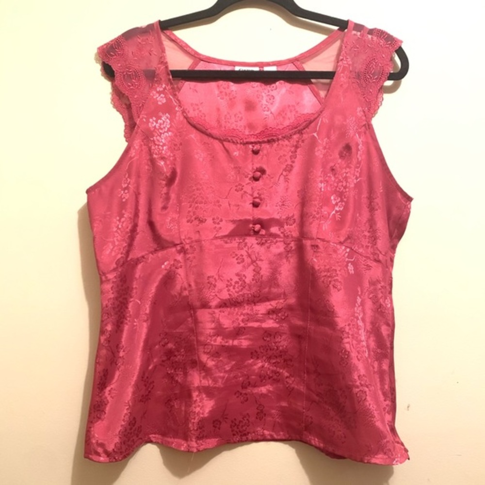 CATO Pink Embroidered/Lace Sleeveless Top | 14